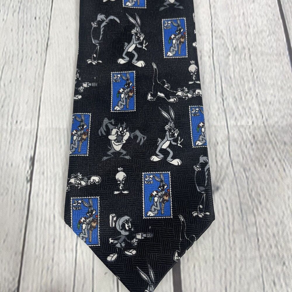 Looney Tunes Stamp Collection Men’s Neck Tie 55 1/2x3 3/4 Necktie Bugs Bunny VTG - Picture 1 of 9